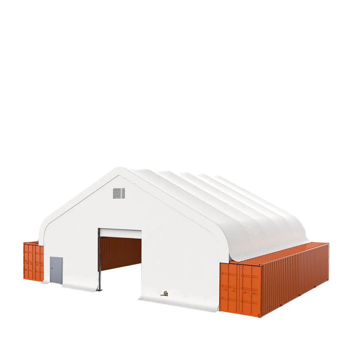 TMG Heavy Series 50' x 40' Fully Enclosed Dual Truss Container Shelter with Heavy Duty 32 oz PVC Cover, Front Wall and Back Wall, TMG-DT5040CG