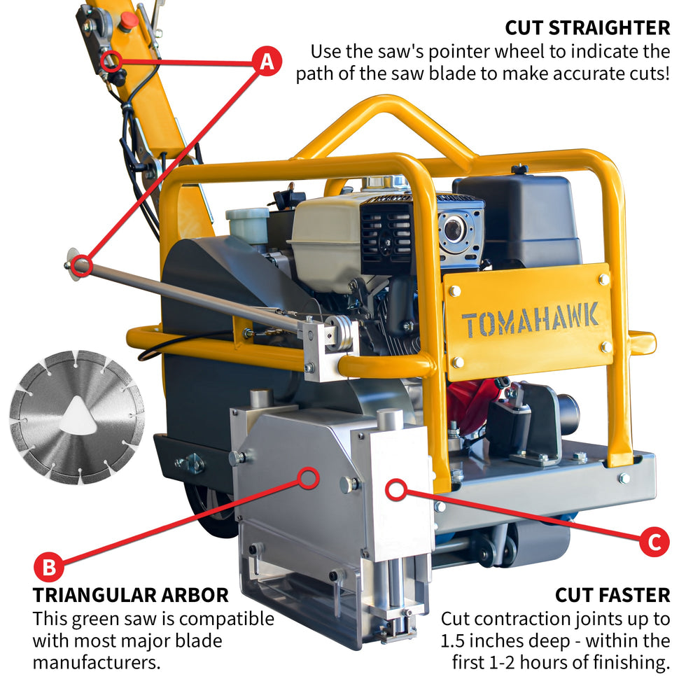Tomahawk 10" Early Entry Green Concrete Saw with 13 HP Honda GX390 Engine - Machine Horizon