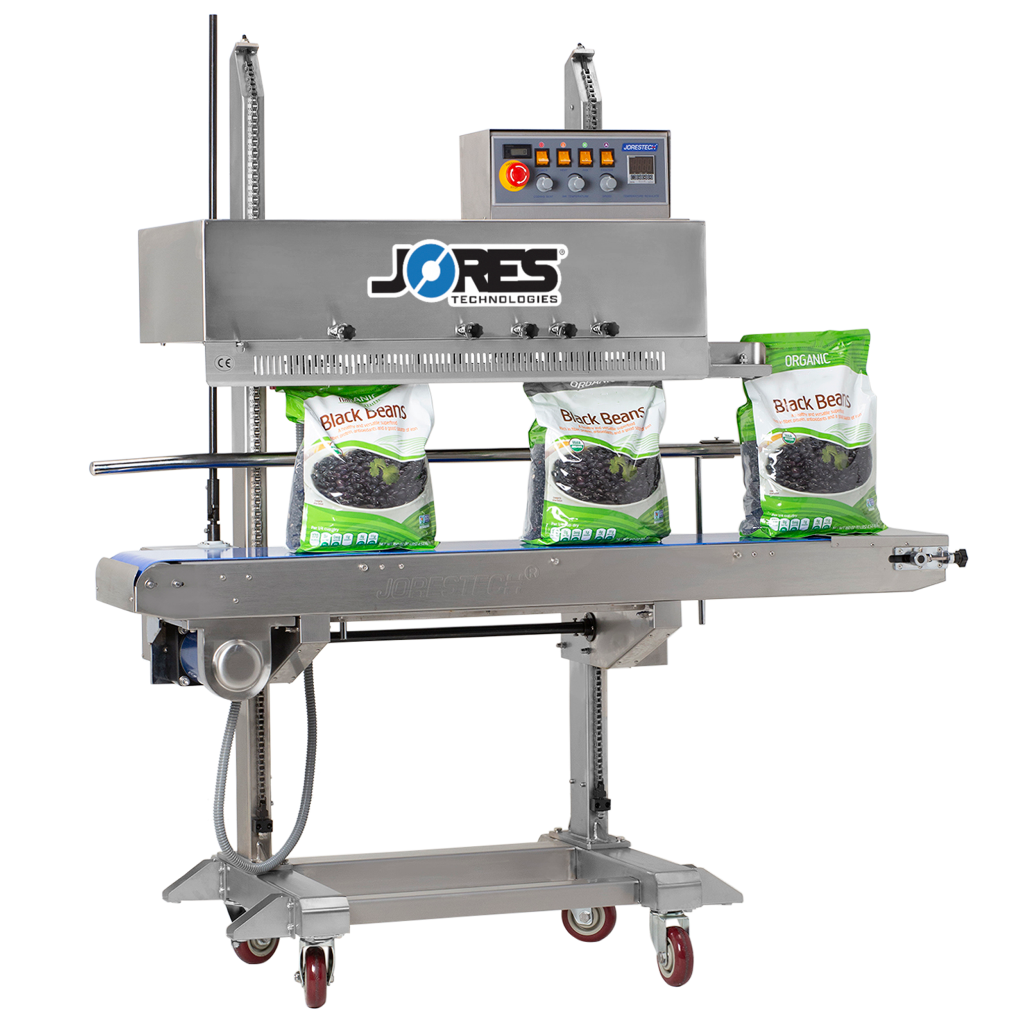 Jores Technologies 220V Stainless Steel Digital Vertical Continuous Band Sealer 1010 with Coder