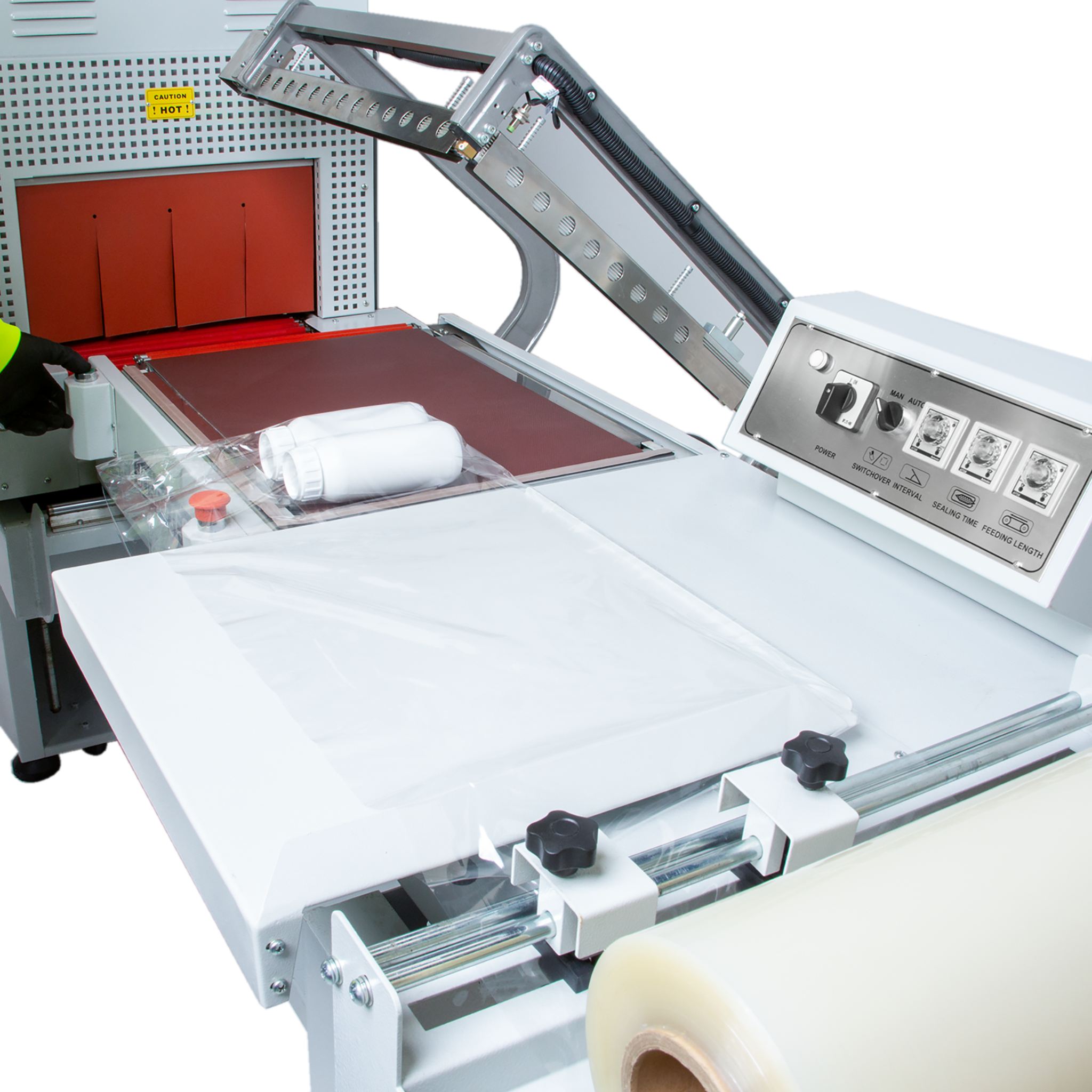 Jores Technologies Semi-Automatic Shrink Wrapping System with Pneumatic L Bar Sealer
