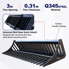 Greatbear Universal & Heavy-Duty Skid Steer Rock Bucket