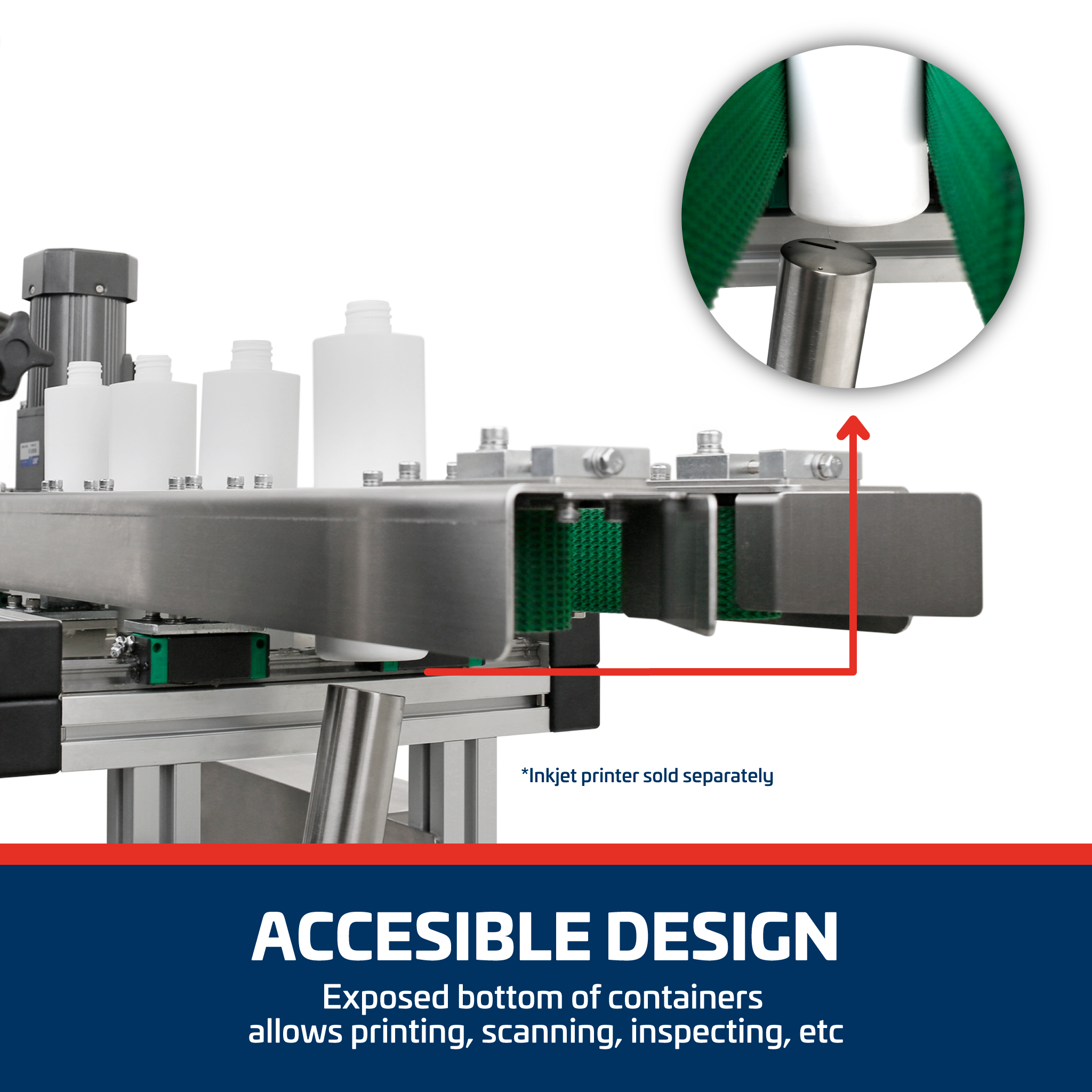 Jores Technologies Stainless Steel Bottomless Conveyor with Side Belts
