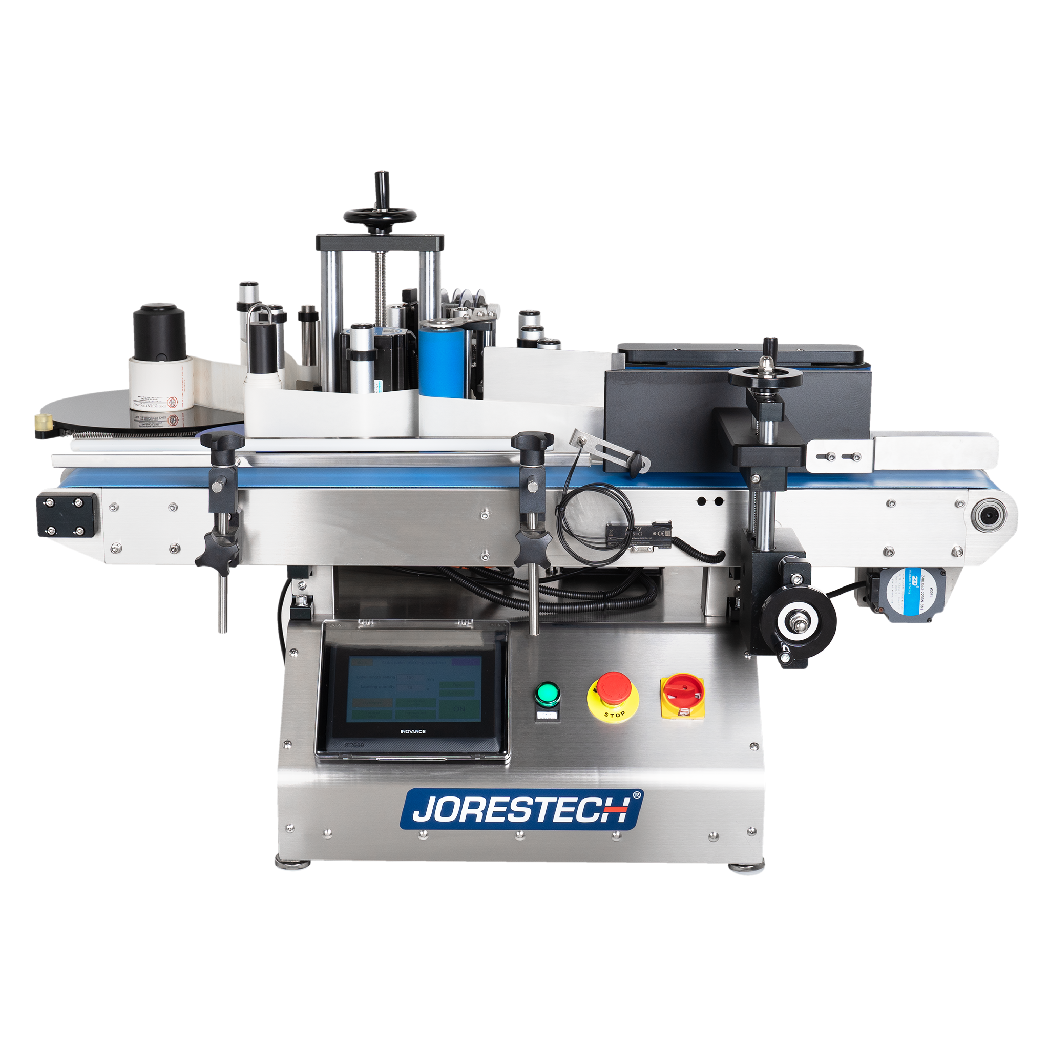 Jores Technologies Table Top Automatic Label Applicator with Coder for Round Containers