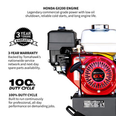 Tomahawk 20 Gallon Portable Air Compressor 6.5HP Honda GX200 Engine Horizontal Tank 13.5 CFM @ 90 PSI Gas-Powered