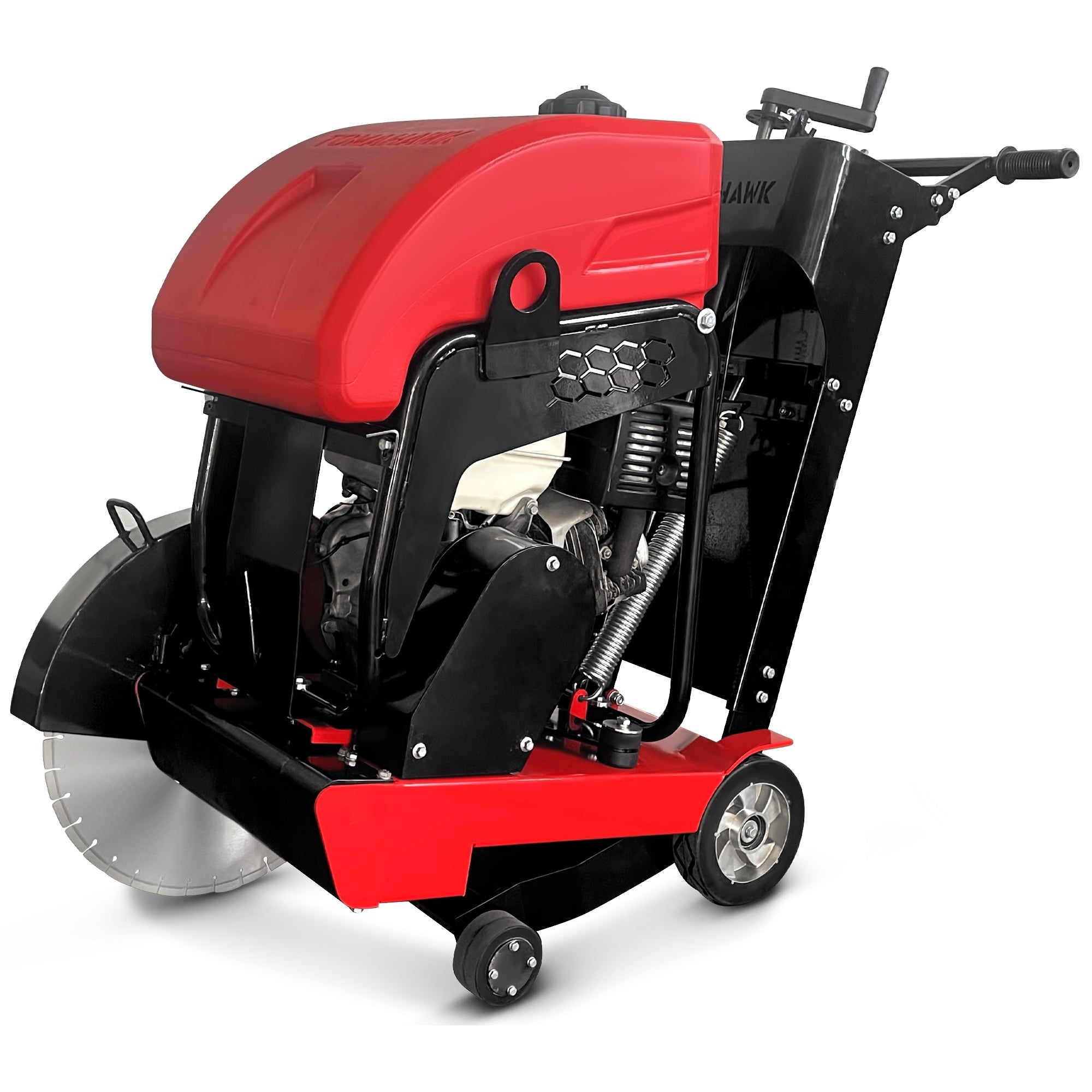 Tomahawk 20 Inch Walk Behind Concrete Saw with 13 HP Honda Water Tank GX390 Engine for Asphalt Concrete Cutting