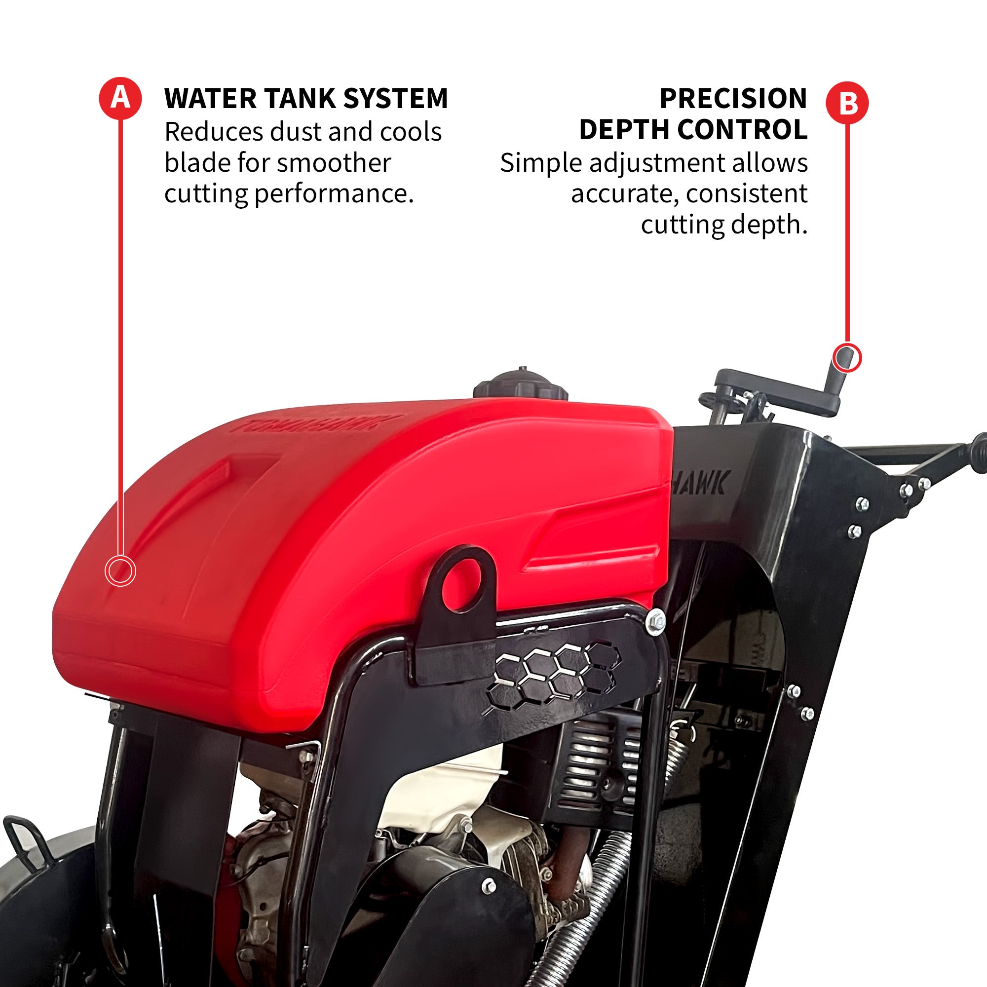 Tomahawk 20 Inch Walk Behind Concrete Saw with 13 HP Honda Water Tank GX390 Engine for Asphalt Concrete Cutting