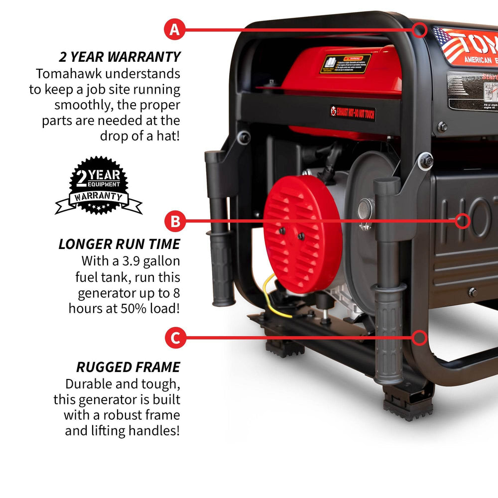 Tomahawk 4000 Watt Honda Powered Generator Portable Gas Power Professional Use - Machine Horizon