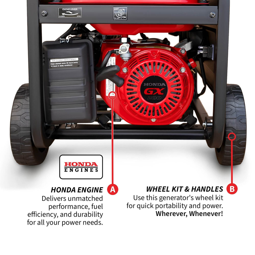 Tomahawk 4000 Watt Honda Powered Generator Portable Gas Power Professional Use - Machine Horizon