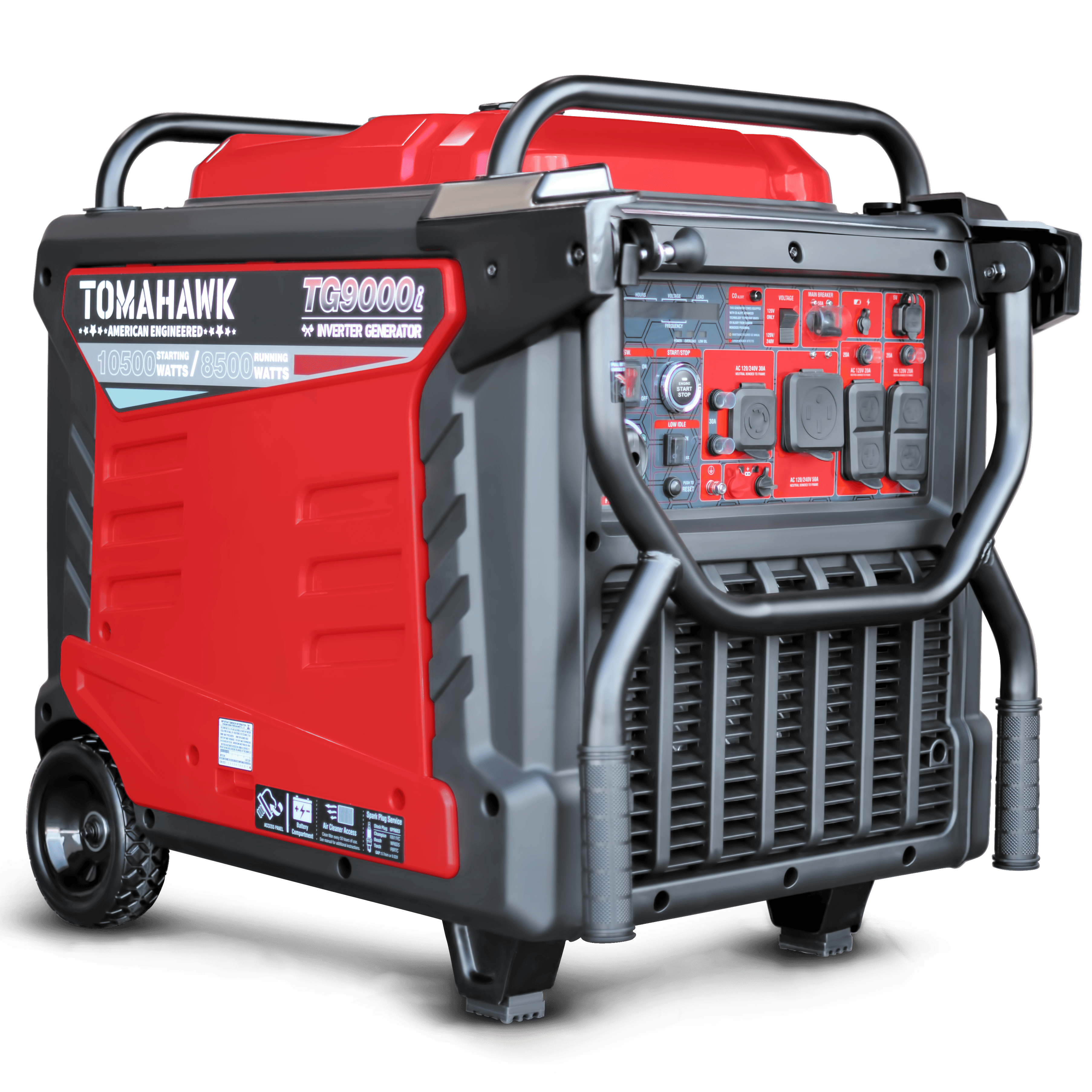 Tomahawk 10,500 Watt Inverter Generator Electric Start Super Quiet Portable Gas Power Professional Use - Machine Horizon