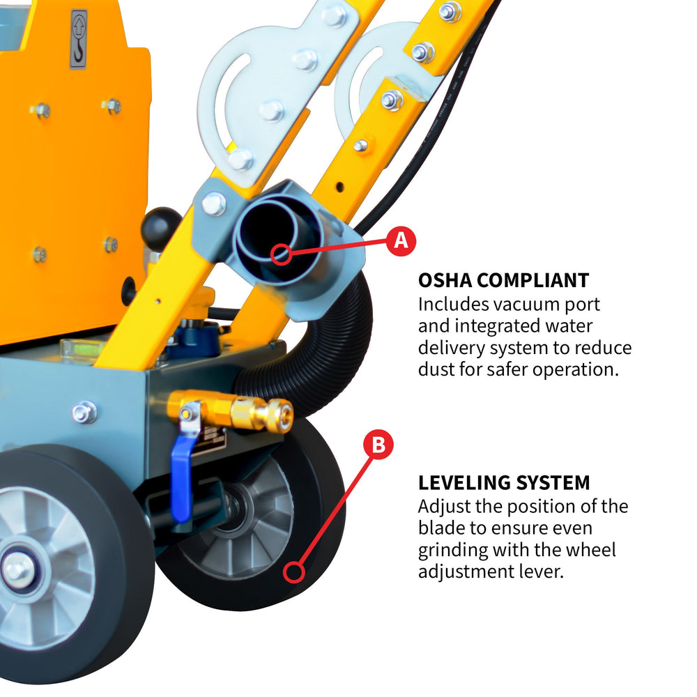 Tomahawk 10" Electric Concrete Floor Grinder 1.5HP Motor for Smoothing, Floor Prep, Coatings - Machine Horizon