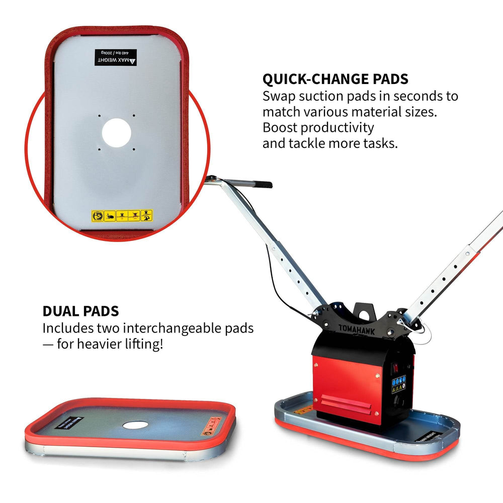 Tomahawk 440 lb Electric Paver Slab Vacuum Lifter 1200W for Hardscaping, Concrete, and Stone Placement - Machine Horizon