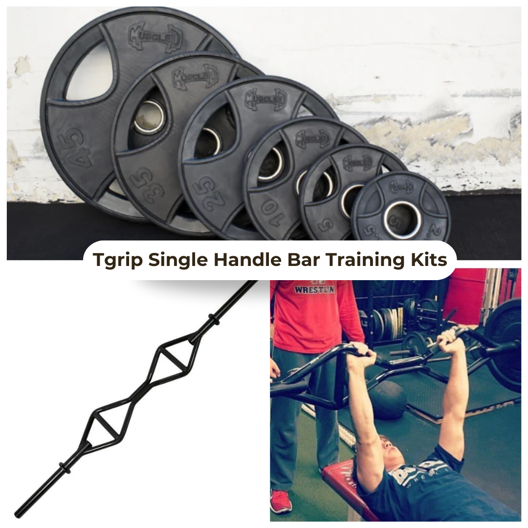 TGrip Pro Series Single Handle Bar with Solid Olympic Sleeves Training Kits - Multi Grip