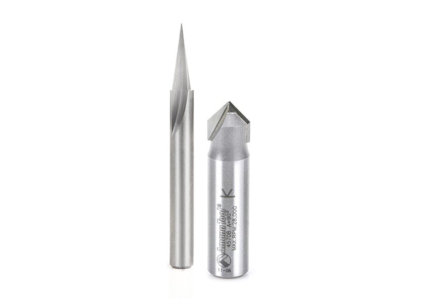 Axiom 2-Pc Pro Signmaking CNC Bit Set, 1/2 in & 1/4 in Shanks by Amana Tool ABS305