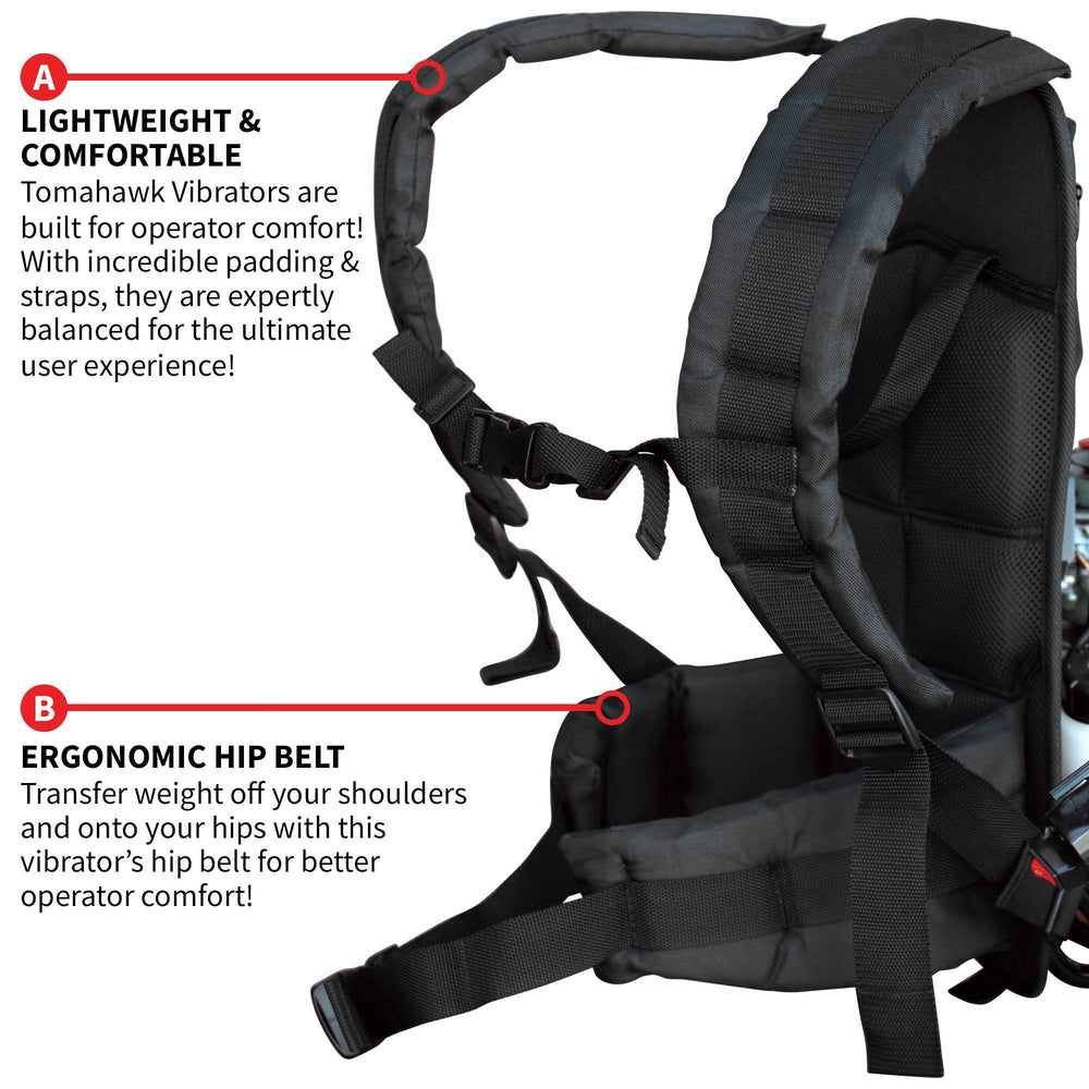 Tomahawk 2HP Honda Concrete Vibrator with Flex Shaft Cable Whip Backpack - Machine Horizon