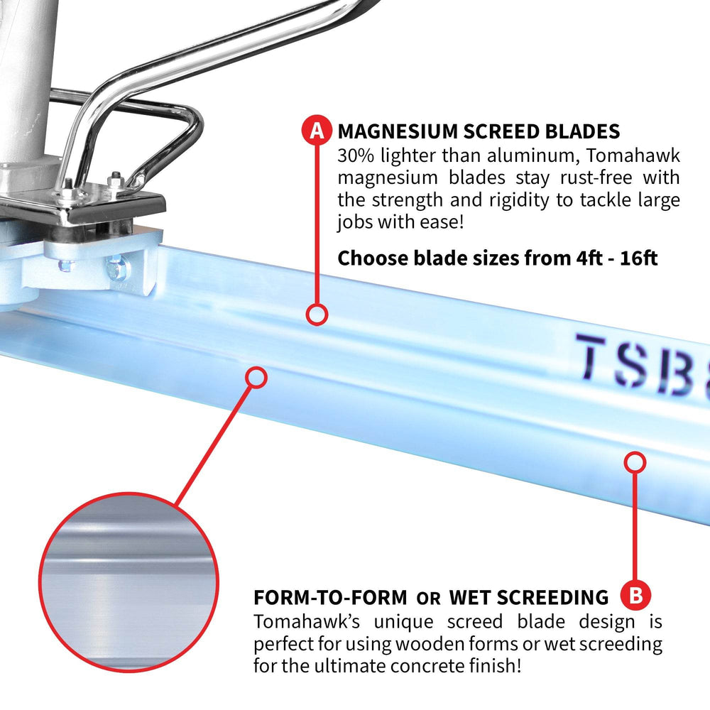 Tomahawk PRO Series Honda Concrete Power Screed Dual Magnesium Blade Bundle (Choose 2 Boards) - Machine Horizon