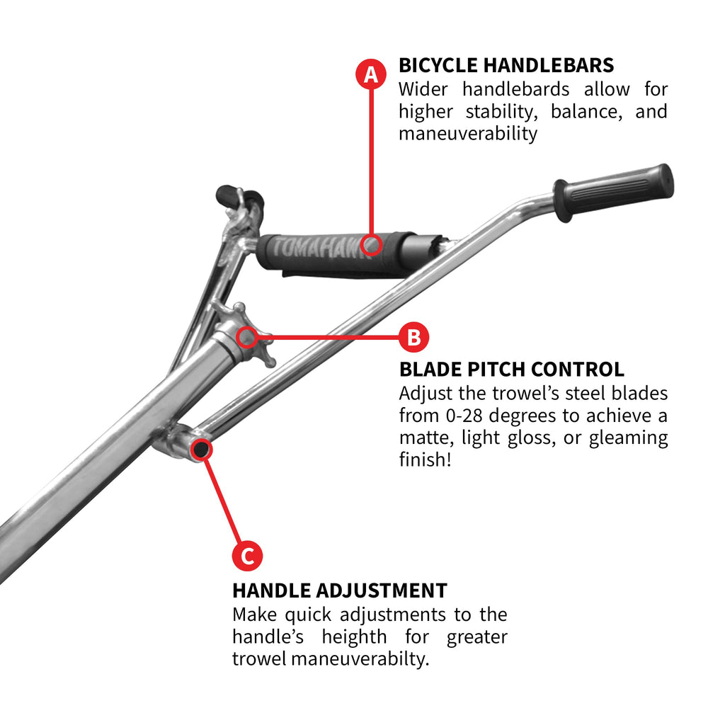 Tomahawk 36" Concrete Power Trowel 6HP Kohler Float Pan Screed Edge Cement Finishing Tool - Machine Horizon