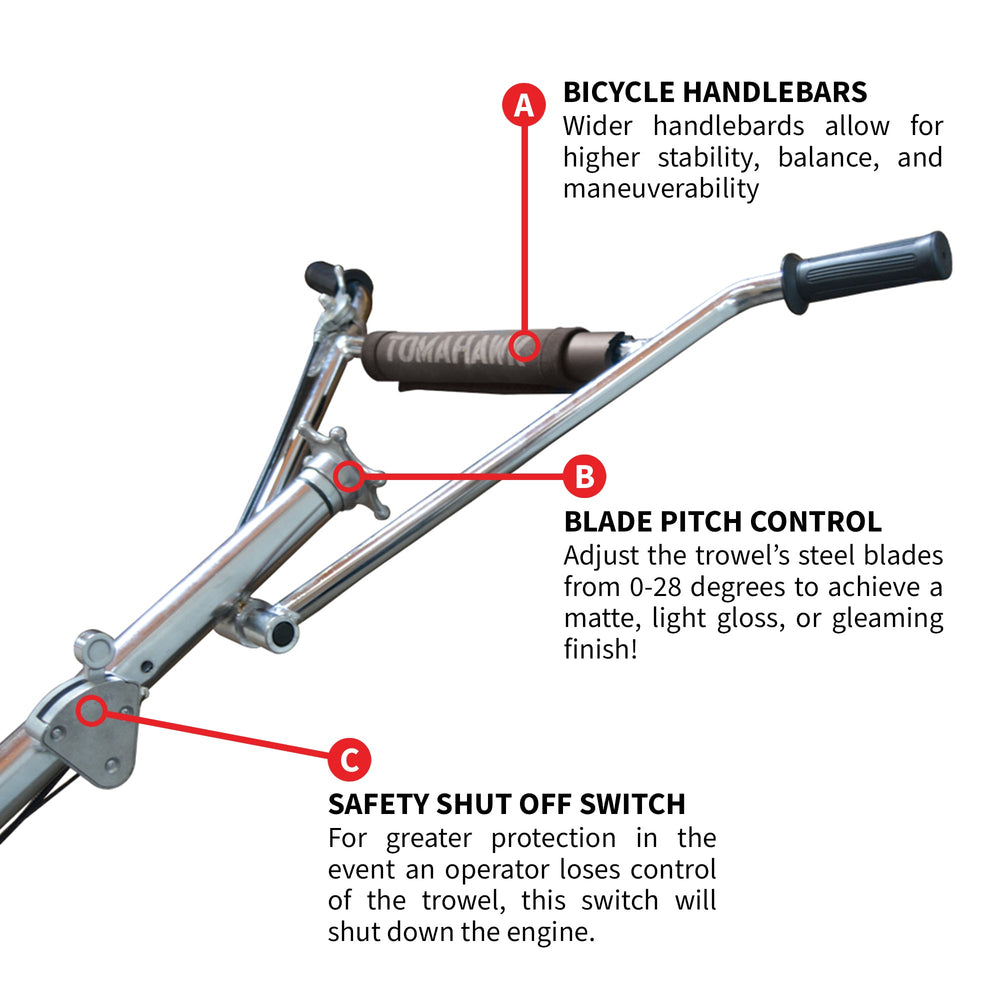 Tomahawk 46" Concrete Power Trowel 14HP Kohler Float Pan Screed Edge Cement Finishing Tool - Machine Horizon