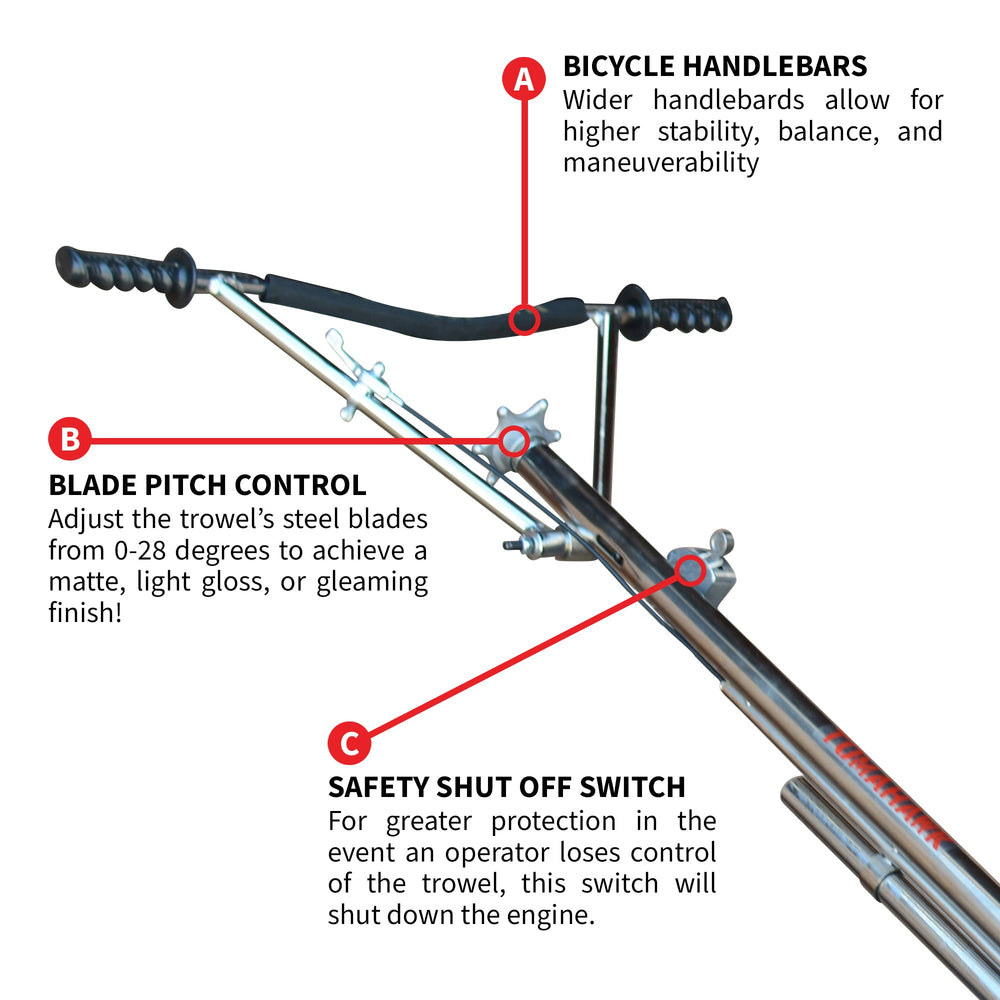 Tomahawk 46" Concrete Power Trowel 8.5HP Honda Combo Blades and Float Pan Cement Finishing Tool - Machine Horizon