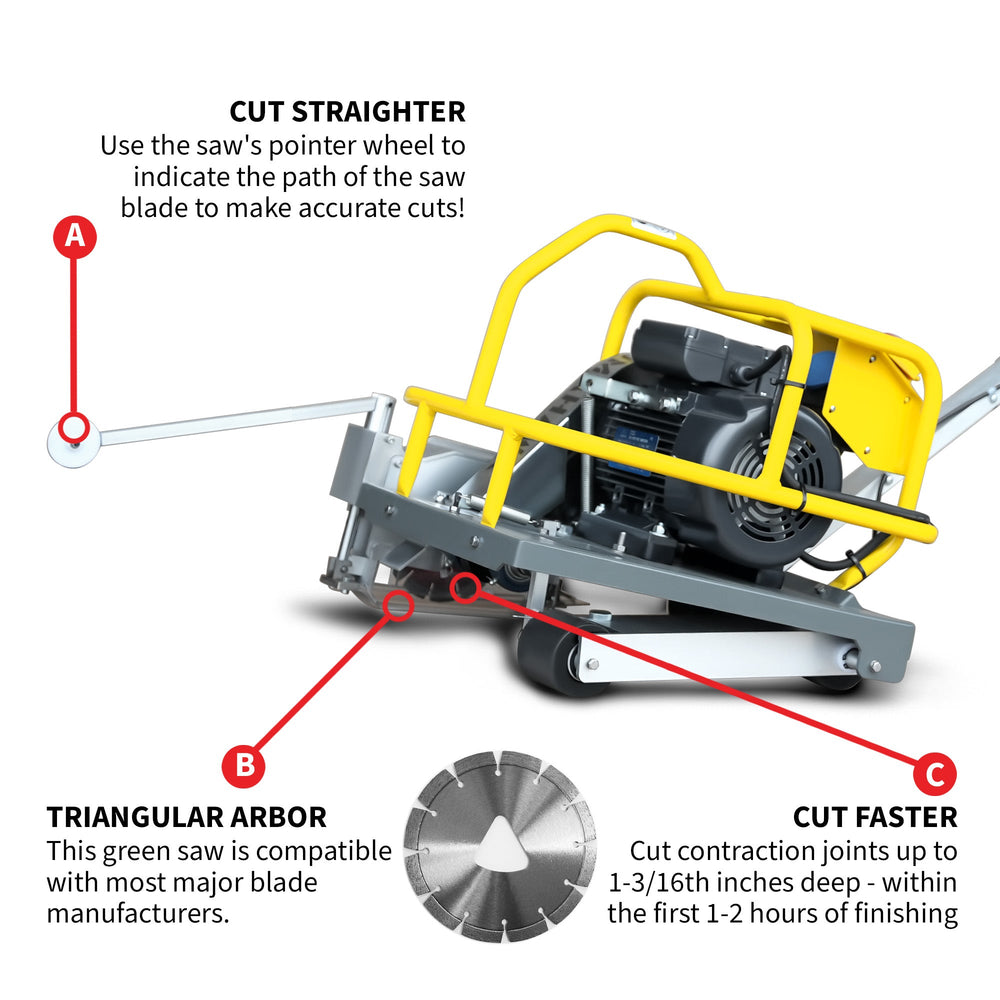 Tomahawk 6" Electric Early Entry Green Concrete Saw with 110V Motor - Machine Horizon