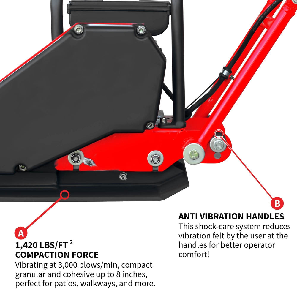 Tomahawk 2 HP Electric Vibratory Plate Compactor Tamper for Gravel Soil Compaction - Machine Horizon