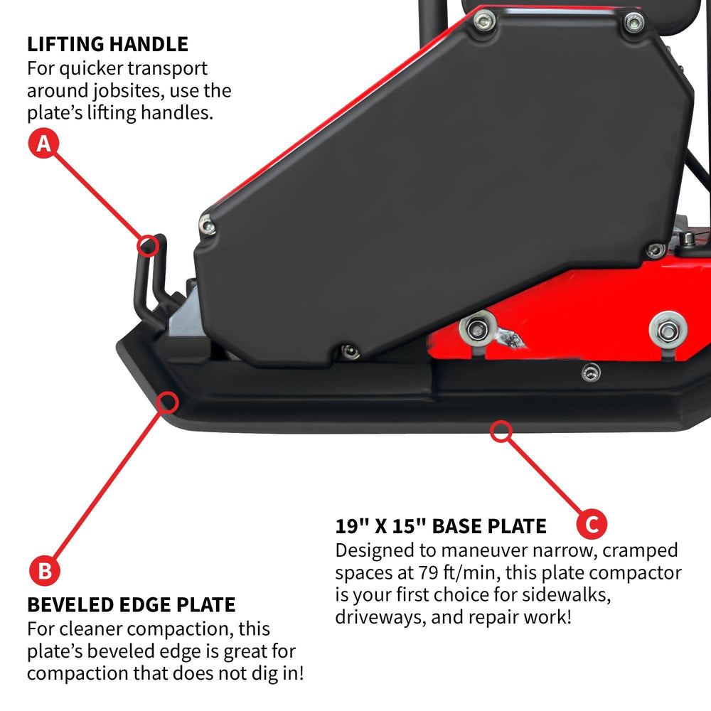 Tomahawk 2 HP Electric Vibratory Plate Compactor Tamper for Gravel Soil Compaction - Machine Horizon