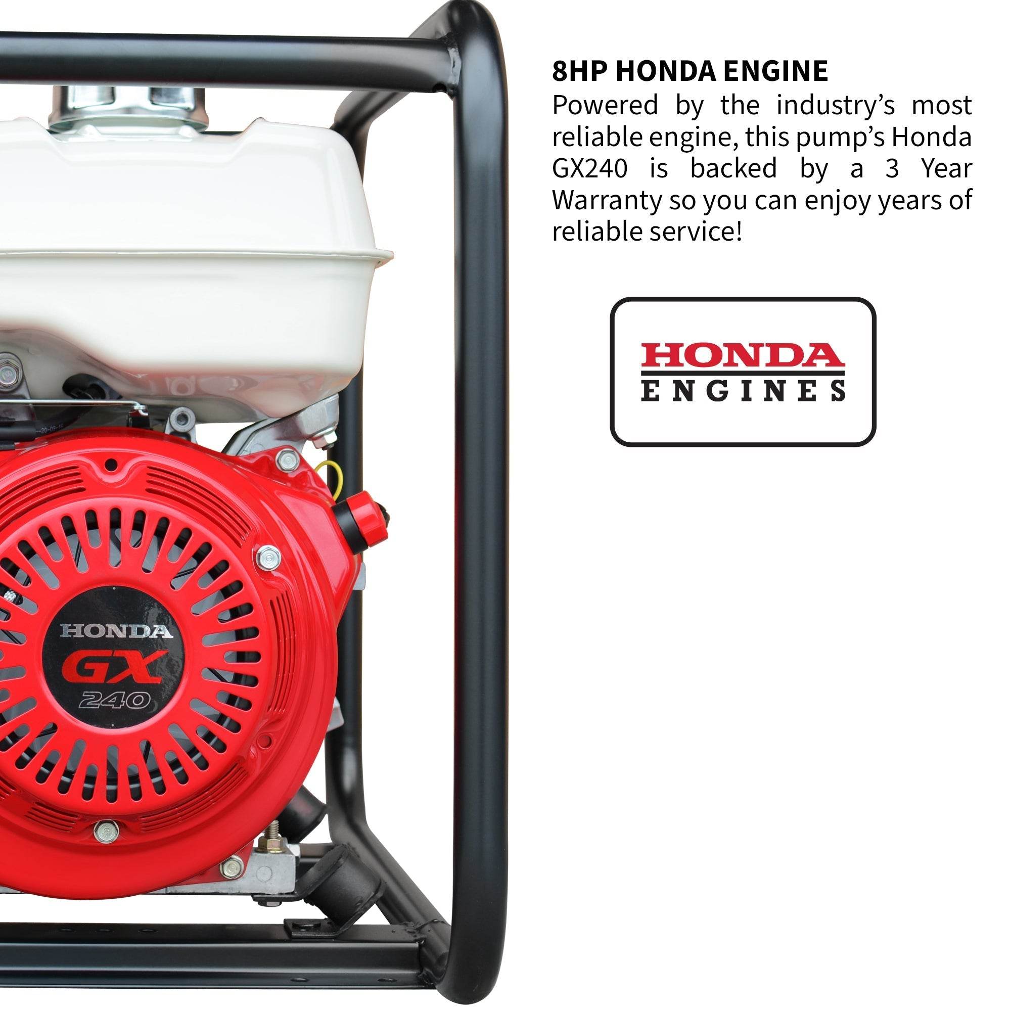 Tomahawk 3 Inch Trash Water Pump 375 GPM 8 HP GX270 powered by Honda Portable Utility - Machine Horizon