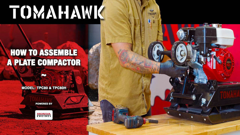 Tomahawk 5.5 HP Honda Vibratory Plate Compactor Tamper for Ground, Gravel, Dirt, Asphalt, Compaction - Machine Horizon