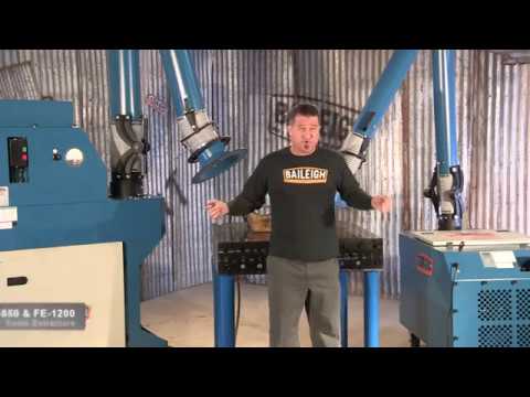 Baileigh FE-850; 110V 1.5HP Weld Fume Extractor w/ 6" x 10' Round Hood Arm & HEPA Filter 1017591