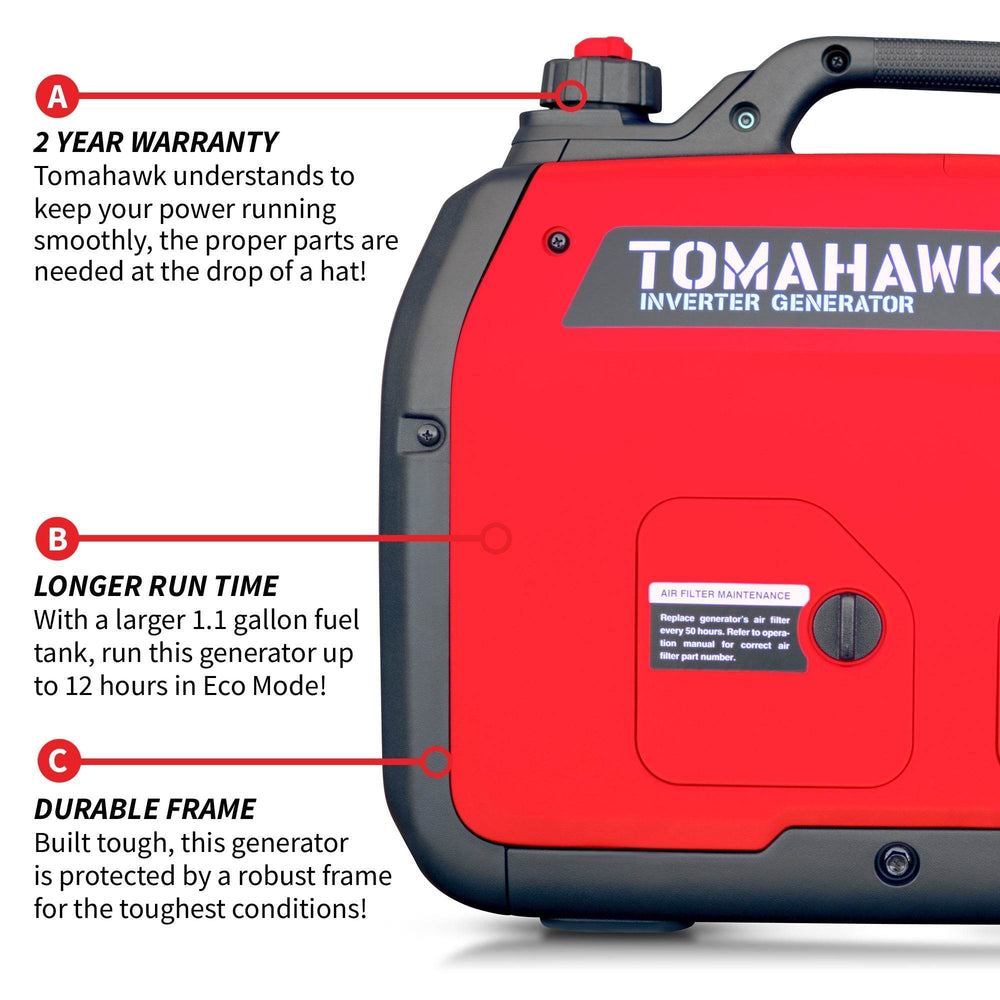 Tomahawk 2000 Watt Inverter Generator Super Quiet Portable Gas Power Professional Use - Machine Horizon