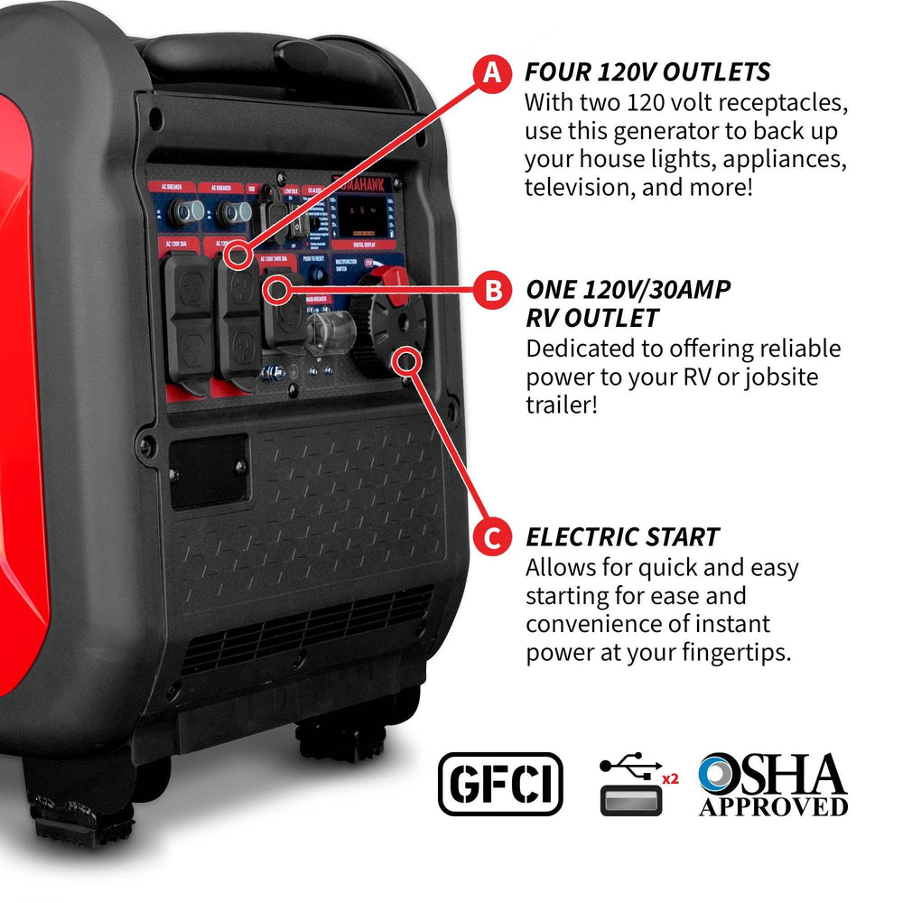 Tomahawk 5500 Watt Inverter Generator Super Quiet Portable Gas Power Professional Use - Machine Horizon