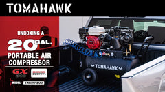 Tomahawk 20 Gallon Portable Air Compressor 6.5HP Honda GX200 Engine Horizontal Tank 13.5 CFM @ 90 PSI Gas-Powered