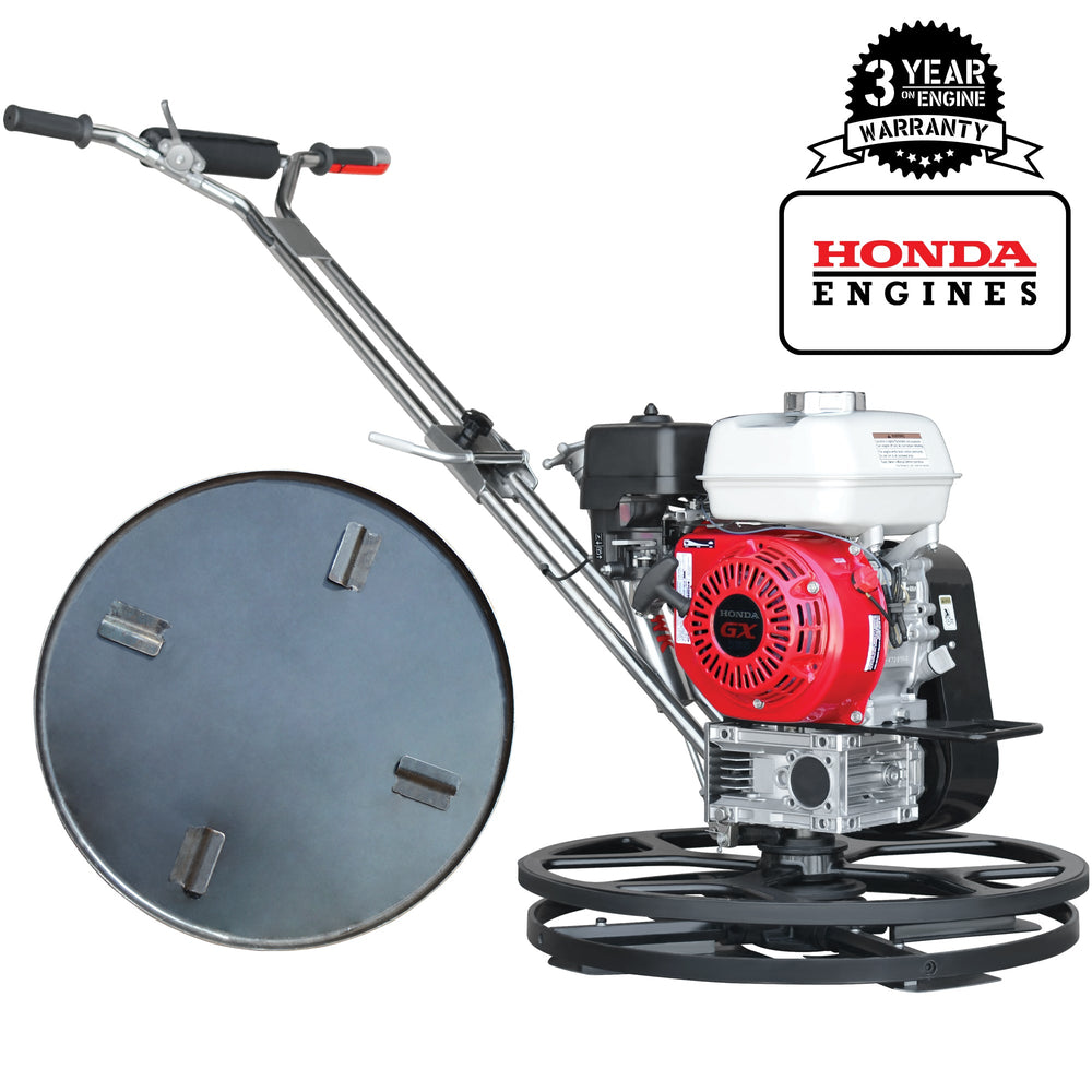 Tomahawk 24" Concrete Power Trowel Edger 5.5HP Honda Float Pan Blade Screed Finishing Tool - Machine Horizon
