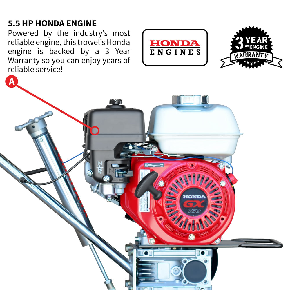 Tomahawk 24" Concrete Power Trowel Edger 5.5HP Honda Float Pan Blade Screed Finishing Tool - Machine Horizon