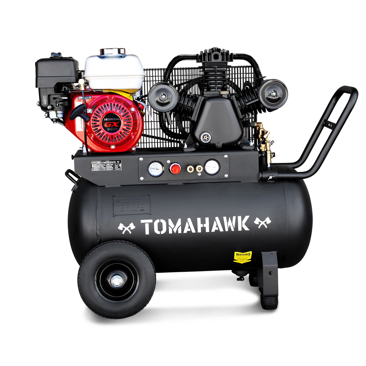 Tomahawk 20 Gallon Portable Air Compressor 6.5HP Honda GX200 Engine Horizontal Tank 13.5 CFM @ 90 PSI Gas-Powered