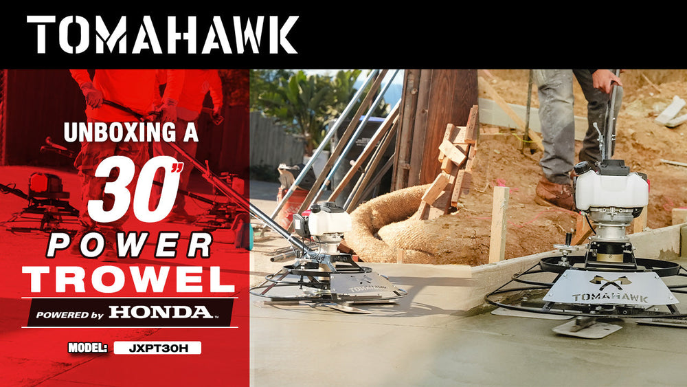 Tomahawk 30" Portable Honda Concrete Power Trowel with 18ft Bull Float Handle GX35 - Machine Horizon