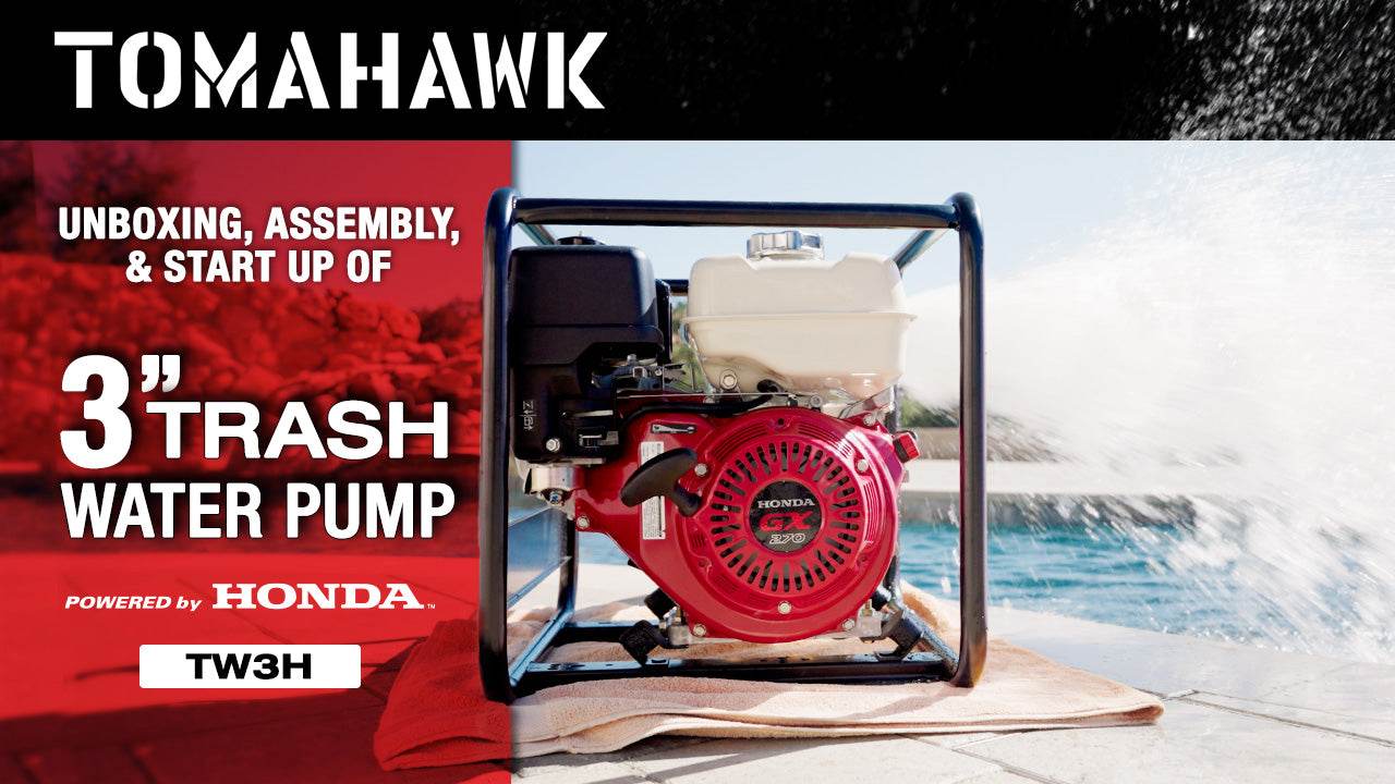 Tomahawk 3 Inch Trash Water Pump 375 GPM 8 HP GX270 powered by Honda Portable Utility - Machine Horizon