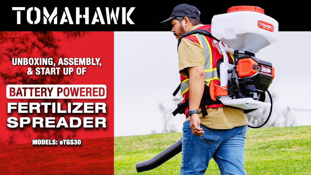Tomahawk 5 Gal Battery-Powered Fertilizer Spreader Broadcast Lawn Seed Ice Melt Salt - Machine Horizon