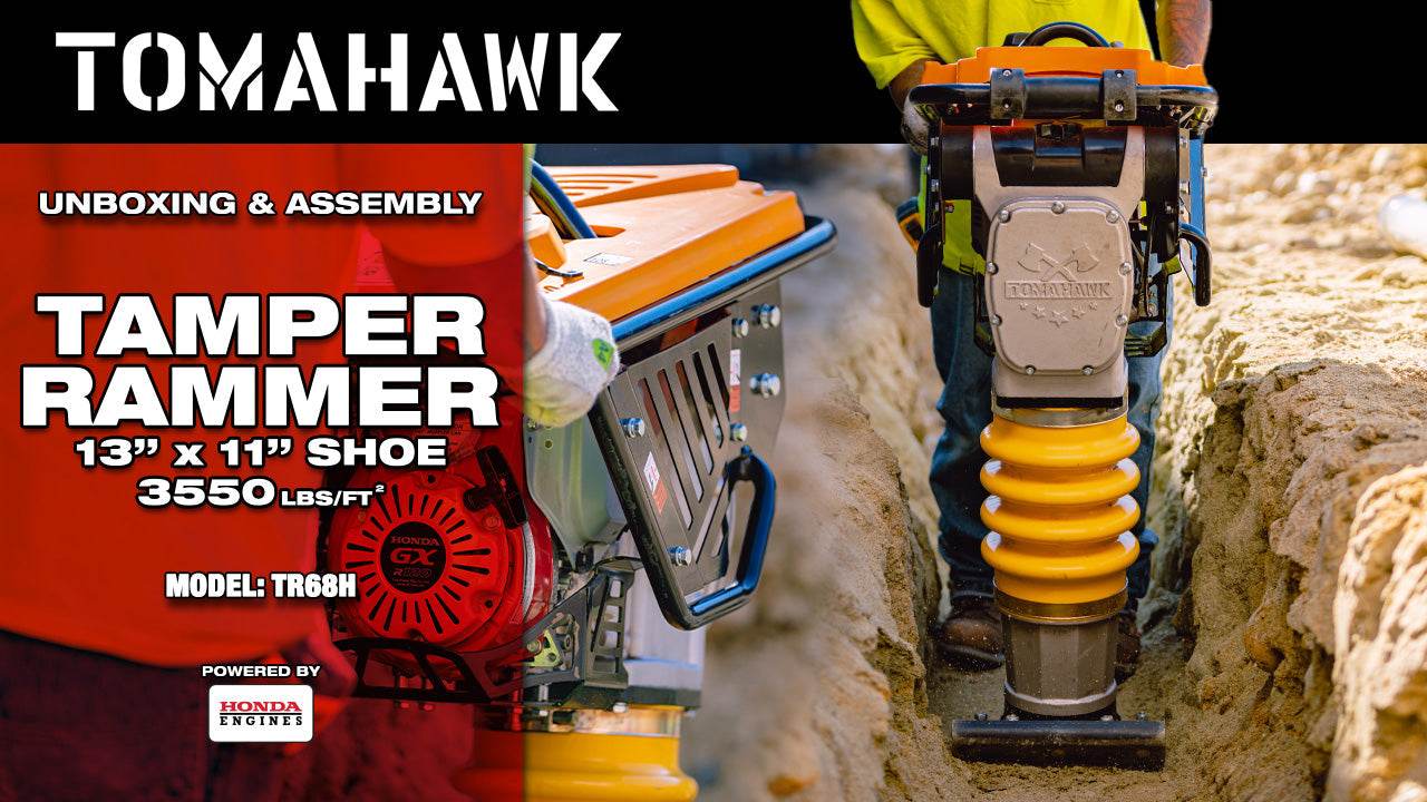 Tomahawk 3.6HP Honda Vibratory Rammer Jumping Jack Tamper with Honda GXR120 Engine Impact Force 3,550 lbs/ft - Machine Horizon